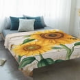 thumbnail image 4 of Sunflower Blanket Soft Cozy Warm Twin Blanket for Bed, Plush Fuzzy Flannel Fleece Blankets for Sofa, Yellow Summer Flowers Bee Botanical Wooden Throw Blankets for Couch, Gifts for Men, 60"x80", 4 of 9