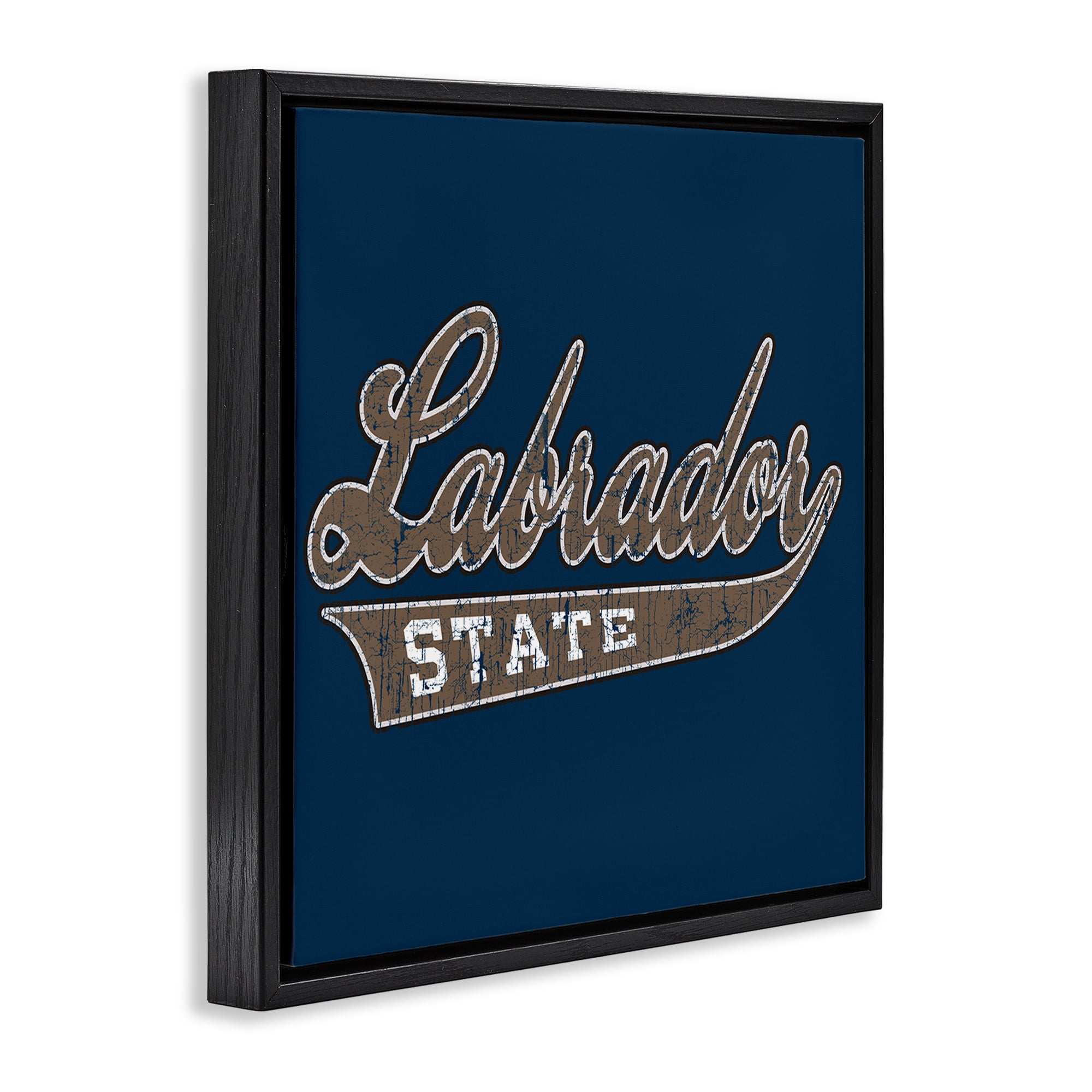 Stupell Industries Labrador State Varsity Novelty & Humor Painting Black Floater Framed Canvas Art Print Wall Art, 18 x 18