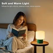 FANHAO Touch Bedside Table Lamp with Glass, 4000mAH, 3-Way Dimmable, Mushroom Lamp for Bedroom