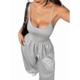 thumbnail image 3 of Women's Wide Leg Spaghetti Strap One Piece Baggy Pants Outfit Jumpsuit Romper for Summer Light Gray XXL, 3 of 8
