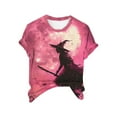 thumbnail image 4 of Sixuan Halloween Shirts for Women, Tshirts Womens Fall Fashion 2024 Plus Size Tops, Women'S Retro Witch Printed Casual Crew Neck T Shirt, 4 of 4