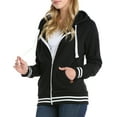 thumbnail image 2 of Doublju Women's Lightweight Thin Varsity Stripe Zip Up Hoodie Jacekt with Plus Size, 2 of 5