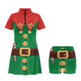 thumbnail image 6 of Psesaysky Christmas Elf Tennis Dress with Built in Shorts for Women Zip up Golf Tennis Dress with Pockets&Collar Women's 2 Piece Workout Activwear Sets Christmas Outfit, 6 of 7