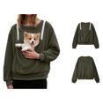 thumbnail image 3 of Womens Large Pet Pouch Sweatshirt Oversized Kitten Puppy Carrier Hood Fashionable Long Sleeve Oversized Pocket Pullover Shirt for Women Winter Clothes, 3 of 5