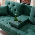 thumbnail image 5 of Linen Futon Sleeper Sofa Couch, Convertible Fold Futon Sofa Bed Couch with Metal Legs for Bedroom Living Room, Dark Green, 5 of 9