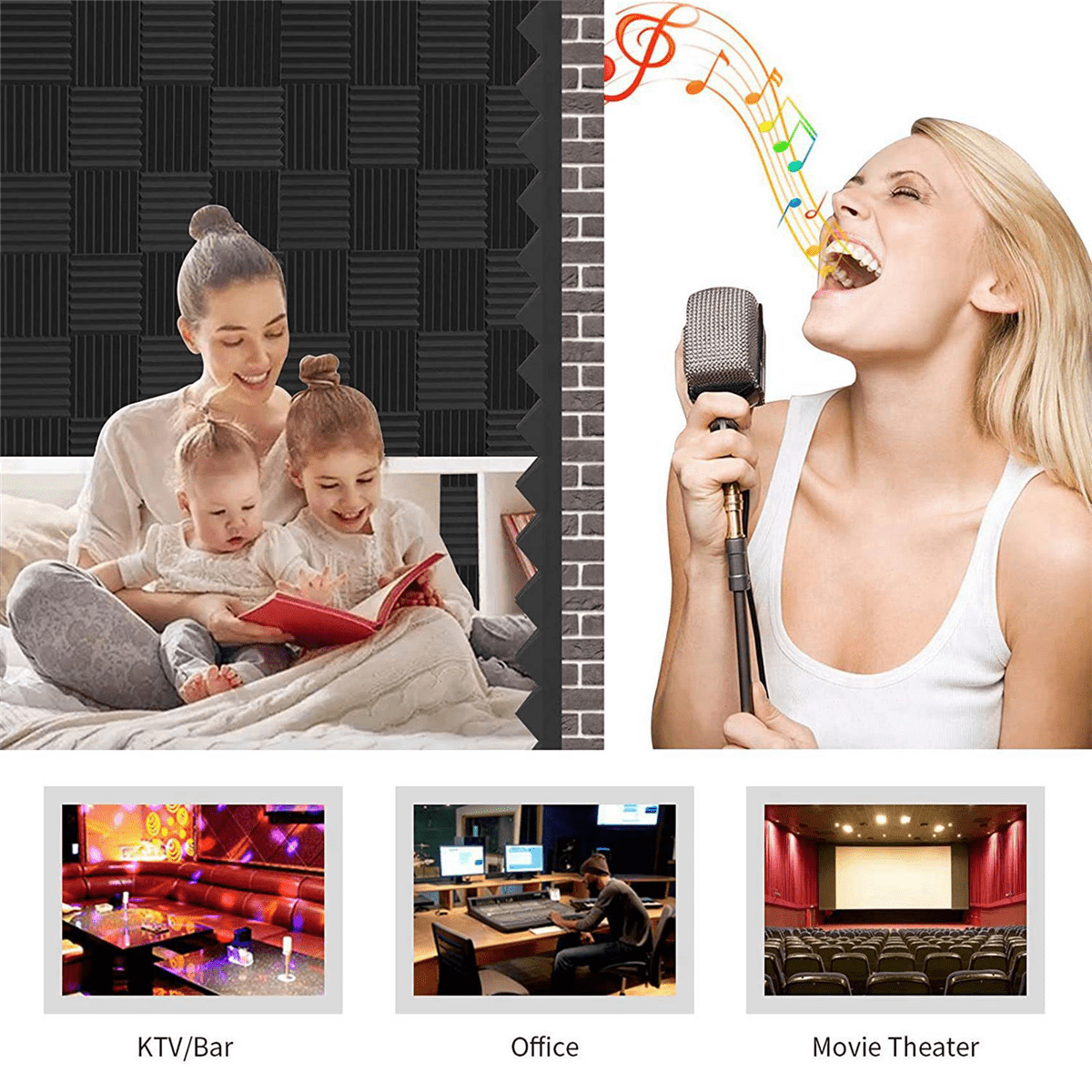 Acoustic Foam Panels Wedges 96 Pack Acoustic Panels 1 X 12 X 12inch Studio Sound Absorbing Tiles Recording Ceiling