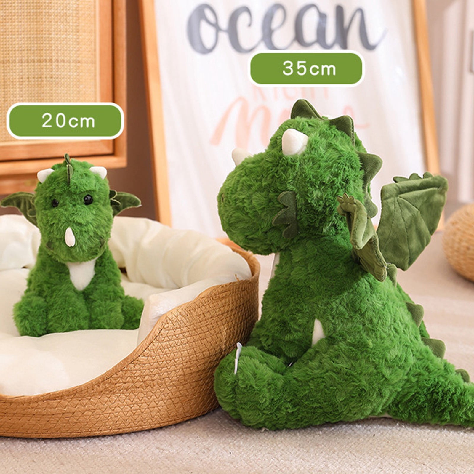 Large Hatching Dinosaur Egg Plush Toy Set, 2-in-1 Baby Pterosaur Stuffed Animal, Soft Green Dino Kids Gifts, Easter Basket Stuffers, Birthday Presents for Boys, Cute Cartoon Room Decor
