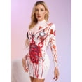 thumbnail image 2 of Sxiwei Womens Halloween Costume Skeleton Print Long Sleeves Dress Carnival Party Cosplay Mini Dress Nurse Uniform M, 2 of 8