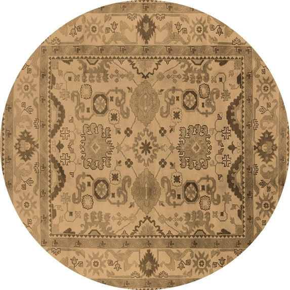 Ahgly Company Indoor Round Oriental Brown Traditional Area Rugs, 4' Round