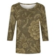 thumbnail image 5 of YFNNUP Plus Size 3/4 Sleeve Shirt for Womens Print Crew Neck Tops Casual Loose Fit T Shirts Breathable Vacation Blouse Green XXXXL, 5 of 6