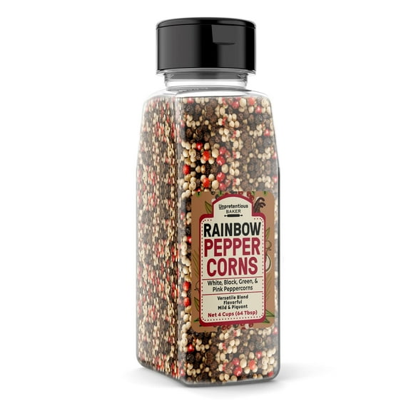 Unpretentious Rainbow Peppercorn Medley, 4 Cups, Versatile Blend, White, Black, Green, & Pink Peppercorns