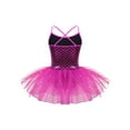 thumbnail image 2 of Aislor Girls Sequins Mermaid Costume Criss Cross Back Fishscale Leotard Tutu Ballet Dress Princess 3-10 Rose Red 10, 2 of 7