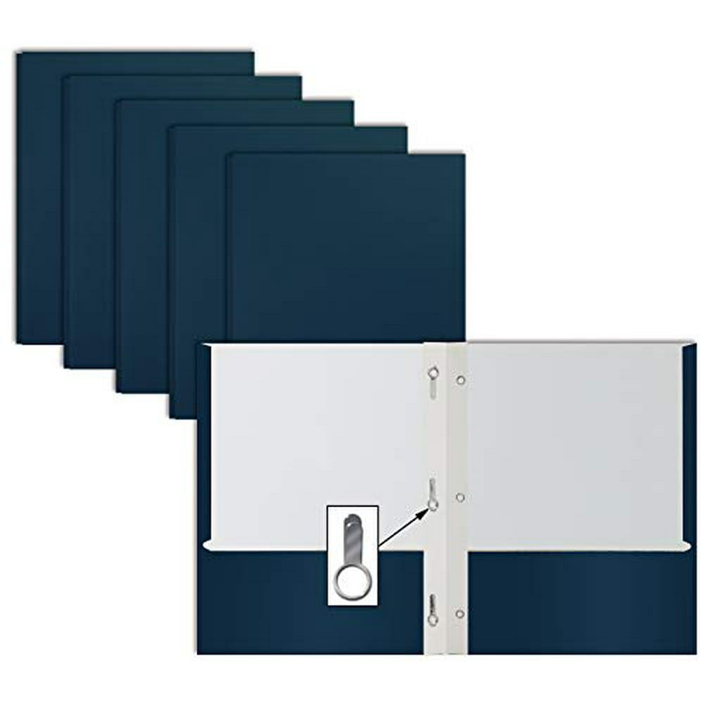 Navy Blue Paper 2 Pocket Folders with Prongs, 50 Pack, by Better Office Products, Matte Texture