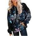 thumbnail image 5 of Christmas Outfits for Women Oversized Sweatshirts Hoodie with Pocket Dropped Long Sleeve Baggy Hooded Xmas Tops (S, Dark Blue), 5 of 7