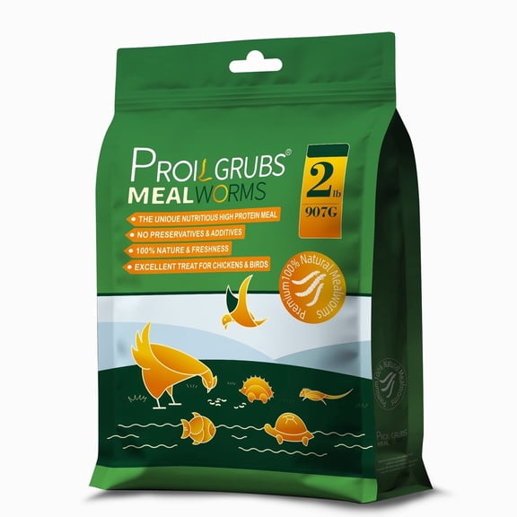 Proilgrubs Dried Mealworms Single Ingredient Wild Bird 2 lb Resealable Bag