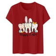 thumbnail image 4 of Alun Easter Bunny Ears Stethoscope Short Sleeve T Shirts Easter Nurse Bow Graphic T-Shirt for Women Casual Crew Neck Festival Printed Tee Tops Spring Summer Clothing 3-Red XL, 4 of 4