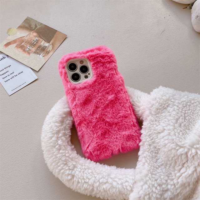 USLION-funda de piel de felpa cálida para teléfono, carcasa de protección para lente de cámara, para iPhone 14Plus, 14Pro, 14, 13, 12 Pro Max, 11, 11Pomax Fivean unisex