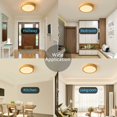 thumbnail image 2 of Lámpara de techo LED de madera, lámpara de techo redonda de 20 cm, lámparas de techo modernas para sala de estar, dormitorio, cocina, comedor, pasillo, 3000 K, blanco cálido, 2 of 5