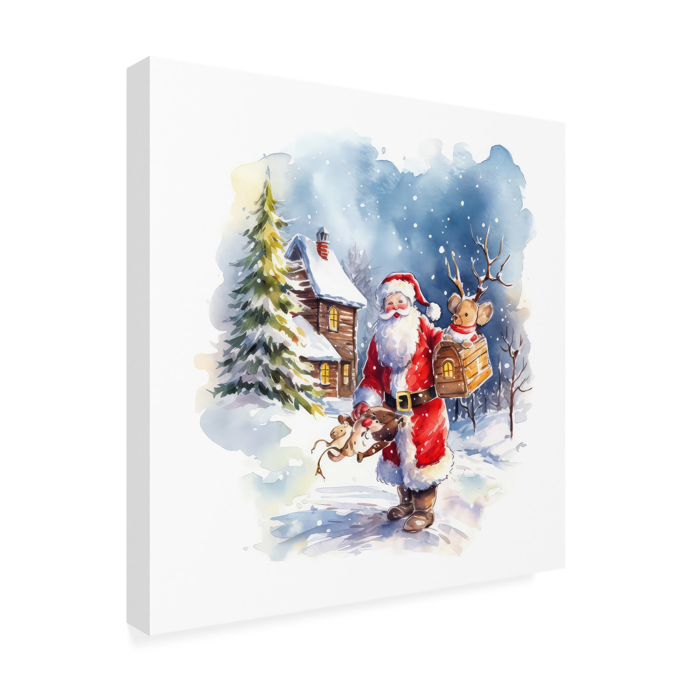 Canvas Wall Art - The Golden Valley 'Jolly Santa 1' Wall Art for Living Room, Bedroom, or Office Décor by Trademark Fine Art - 14 x 14 Inches