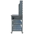 thumbnail image 3 of 64.9"H Outdoor Potting Bench Table with Lockable Wheels, Solid Wood Outdoor Kitchen Island with Upper Hutch, Stainless Steel Top, Towel Rack ,Outdoor Storage for Grilling, Lawn Garden -Grey Blue, 3 of 4
