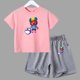 thumbnail image 3 of Conjunto de 2 piezas de camiseta y pantalones cortos divertidos de verano para niños y adolescentes, juego de lucha de algodón, Anime, Cosplay, ropa informal para niño y niña, conjunto para bebé, 3 of 5