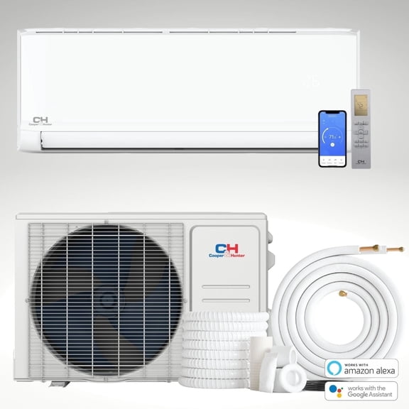 Cooper & Hunter 9000 BTU 115V Wall Mounted Mini Split Heat Pump Air Conditioner With 16ft Kit Cover 400 Sq Ft WiFi