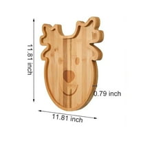 hulanddfd Christmas Wooden Tray, 11.81"x11.81" Reindeer Shaped Wooden Serving Tray Food Platter Reusable Xmas Tableware for Xmas Party and Kitchen