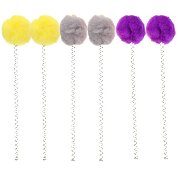 6 piezas de palos de autoburla divertidos para gatitos, juguete con ventosa y varita de resorte, juguetes para gatos de interior.