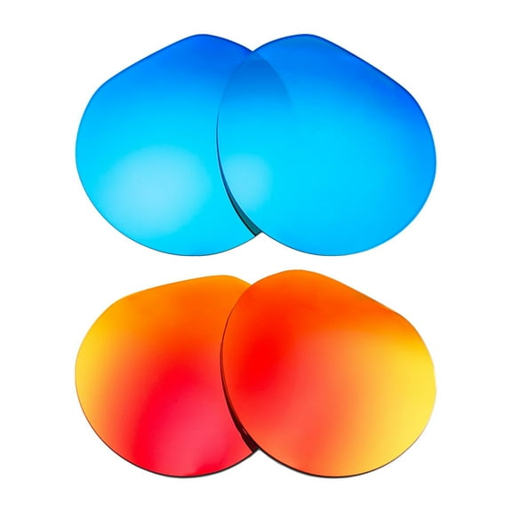 Walleva Fire Red   Ice Blue Polarized Replacement Lenses For Oakley Clifden Sunglasses