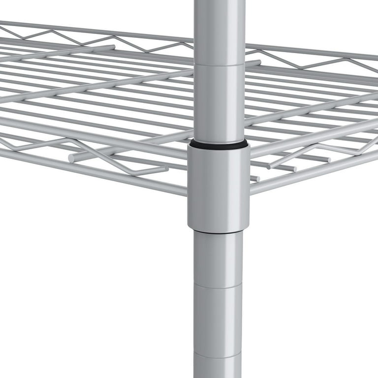 6-Tier Wire Shelving Unit Storage Rack Metal Shelf Organizer with 6 Hooks  for Kitchen Bathroom Garage Balcony 21.26 x 11.42 x 62.99 