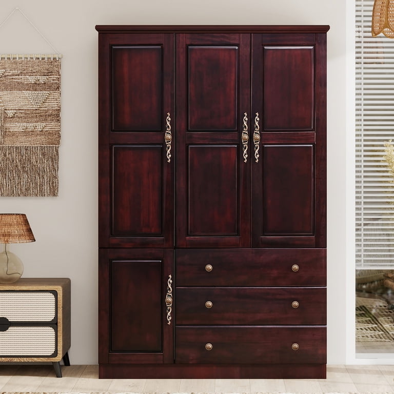 Wooden Wardrobe / Clothes Cabinet – Used ModMakers 100% Solid Wood Armoire Wardrobe Closet with 3 Door