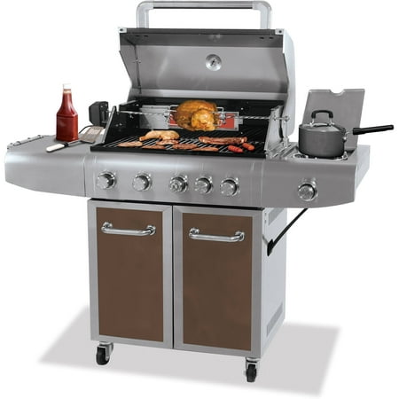 Better Homes and Gardens 6-Burner 28-Burger Gas Grill with 4 Stainless Steel Tube, Tool Holders