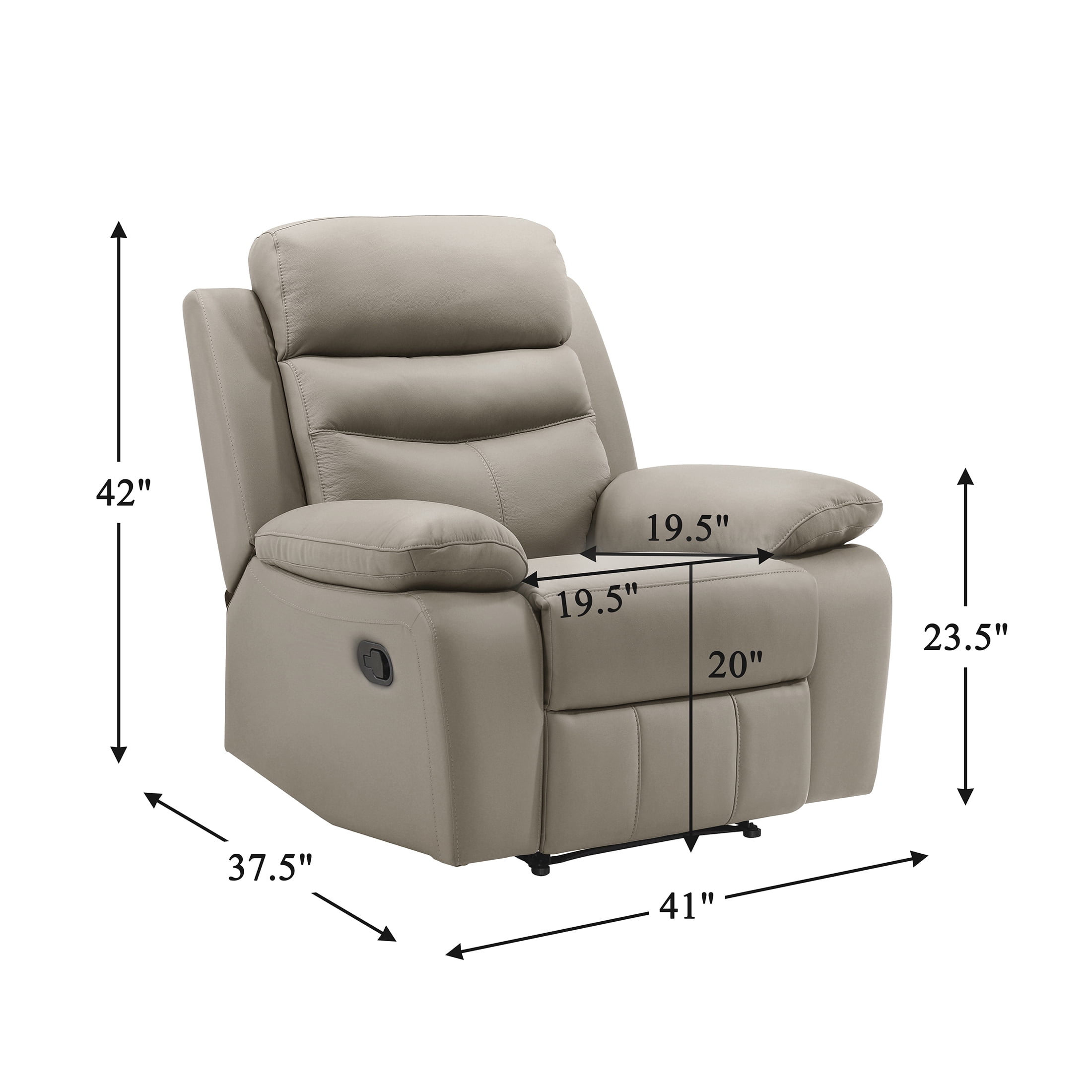 OakvillePark Blossomreach Leather Match Manual Recliner, Latte