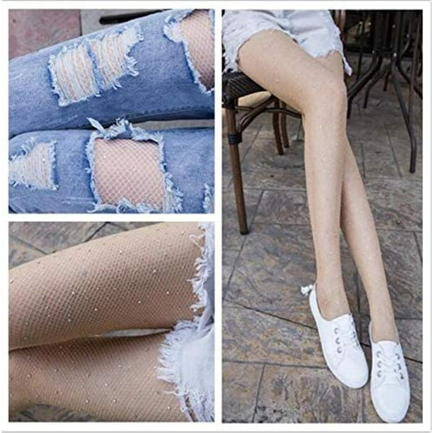 Buauty High Waist Rhinestone Fishnet Stockings Sparkle Glitter Fish Nets  Tights Party Concert Outfit at  Women's Clothing store