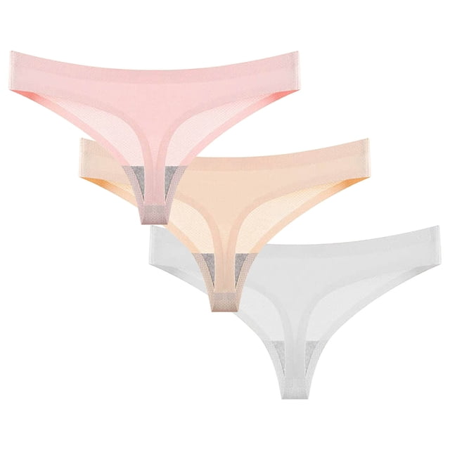 Srobpty Culottes String Taille Basse pour Femmes, 3 Pcs String d'Été Sans Coutures Respirant Taille Basse sous-Vêtements pour Femmes