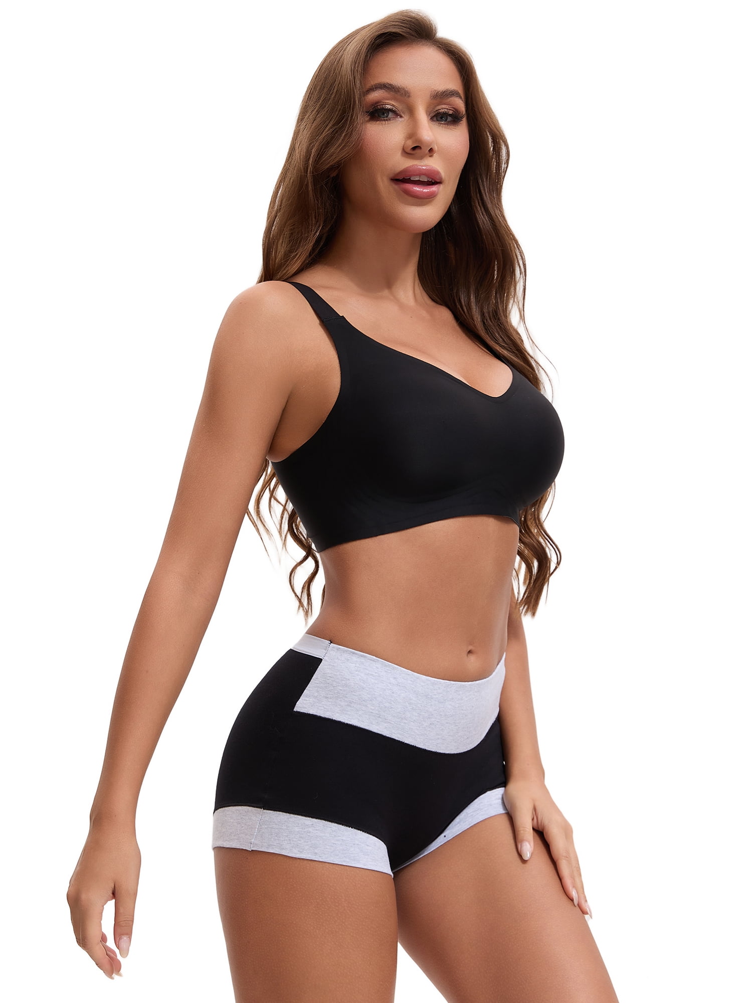 Unique Bargains Women's High Waisted Loose Classic Full Coverage Briefs L Gray