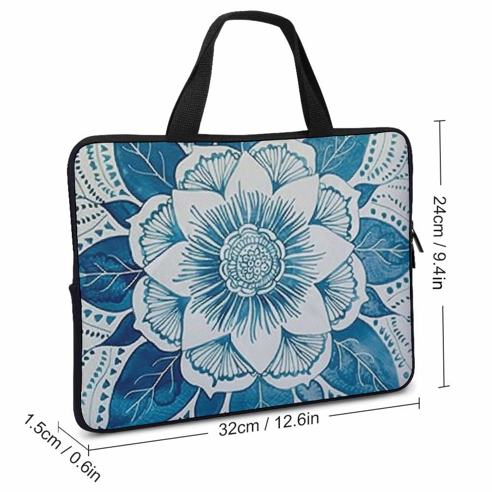 JRXY Flowers Diving Fabric Tablet Cover Neoprene Computer Protective Handle Case 12inch