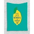 thumbnail image 1 of Motivational Tapestry, Brush Script Calligraphy and Lemon Optimistic Approach to Life, Wall Hanging for Bedroom Living Room Dorm Decor, 60W X 80L Inches, Turquoise Yellow Navy BLue, by Ambesonne, 1 of 2