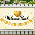 thumbnail image 4 of LUUFILx Welcome Back Banner Gold Heart Backdrop Party Decorations Office School Reopening Welcome Event Supplies Celebration Banner Classroom Decor, 4 of 7