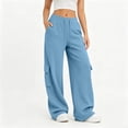 thumbnail image 2 of Cargo Wide Leg Sweatpants for Women High Waist Solid Color Elastic Waist SportsCasual Pants With Multi Side Pockets, 2 of 6