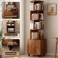thumbnail image 6 of 360 Degree Rotating Bookshelf – 5 Tier Floor Standing Narrow Wood Bookcase with Drawer for Small Spaces, White Corner Display Shelf for Bedroom & Living Room, 6 of 20