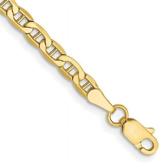 Primal Gold 10 Karat Yellow Gold 3.20mm Semi Solid Anchor Chain Bracelet