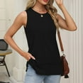 thumbnail image 6 of Daznico Tank Tops for Women,Women Summer Vest Round Neck Sleeveless T Shirt Split Loose Top,Size XL, 6 of 8