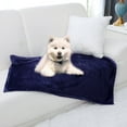 thumbnail image 3 of PiccoCasa 1 Pcs Home Warm Soft Microplush Fleece Solid Throw Blanket Navy Blue 27" x 40", 3 of 7