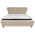 thumbnail image 3 of Flash Furniture Cartelana Tufted Upholstered King Size Platform Bed in Beige Fabric and Gold Accent Nail Trim with Pocket Spring Mattress, 3 of 4