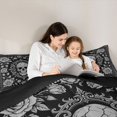 thumbnail image 4 of Homewish Bohemian Skull Damask Twin Comforter Sets,Halloween Bedding Set,Black Gray,Black Reversible,2pcs,1 Comforter and 1 Pillowcase, 4 of 7