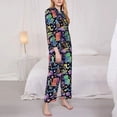 thumbnail image 3 of Balery Colorful Animals Conjunto de Pijama con Estampado para Mujer, Conjunto de Dos Piezas con Manga Larga, Ropa de Dormir Suave con Bolsillos, Pijamas Cómodos-Medium, 3 of 7