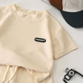 thumbnail image 4 of Nwiuh Toddler Boys 2 Piece Outfit Summer Short Sleeve with Elastic Waist Shorts Kids Casual Breathable Clothes Set Beige for Size 11-12 Years, 4 of 5