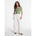 thumbnail image 3 of Time and Tru Women's High Rise Drapey Pleated Wide Leg Jeans, 30" Inseam, Sizes XS-XXXL, 3 of 6