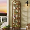 thumbnail image 3 of Tribesigns 6-Tier Narrow Bookshelf, 71" Tall Arched Bookcase with Shelves for Small Space for Living Room, Home Office, Rustic Brown, 3 of 7